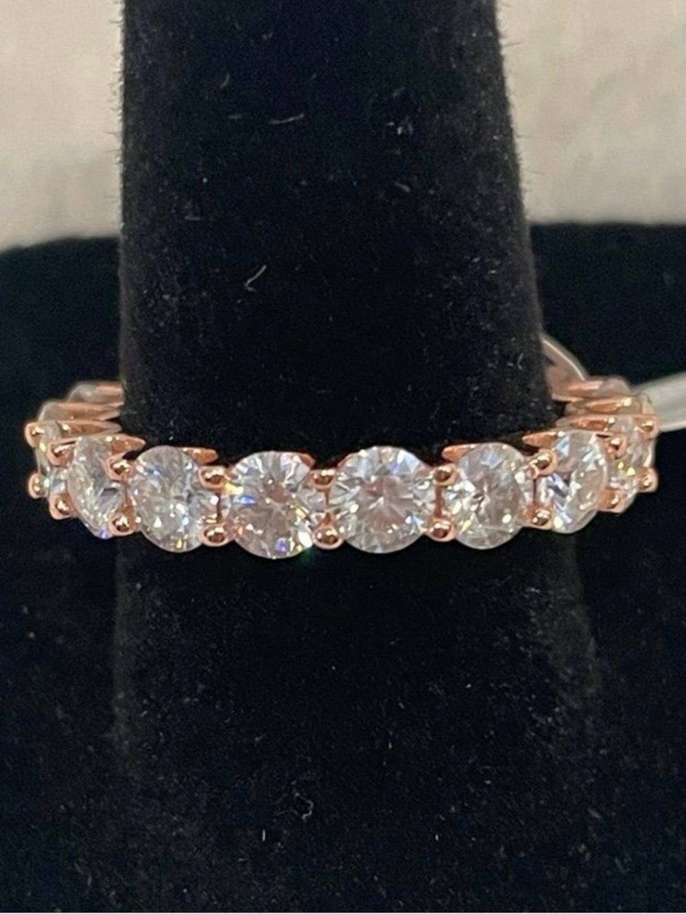Round 4mm 5.4ct rose gold over sterling Moissanite woman’s ring size 8